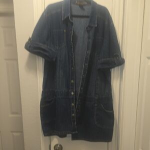 Denim Dress with Rolled Sleeves